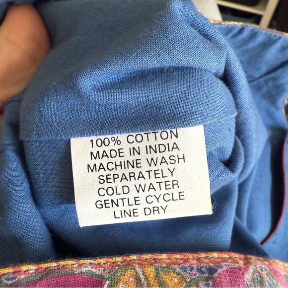 Pondicherri Indian block print vest Medium Large Vintage - Picture 6 of 6